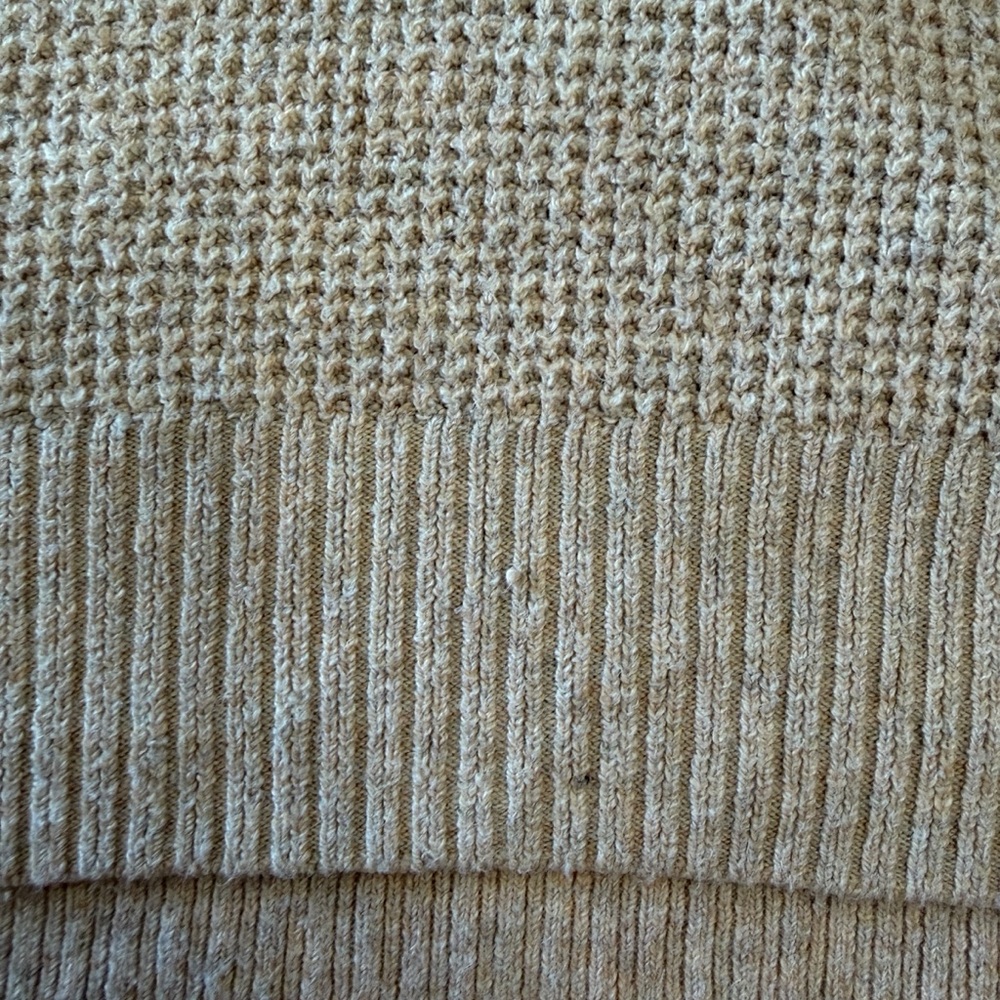 Aerie Cozy Up Waffle Knit Polo Sweater Beige V-Neck Collared Oversized sz Medium - Picture 6 of 6